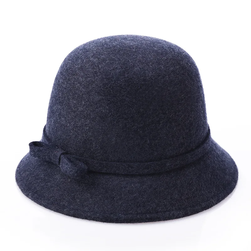 Women’s Pure Wool Felted Cloche Hat Winter Warm Bowl Cut Bucket Cap for Outdoor Chic Autumn Winter Fashion