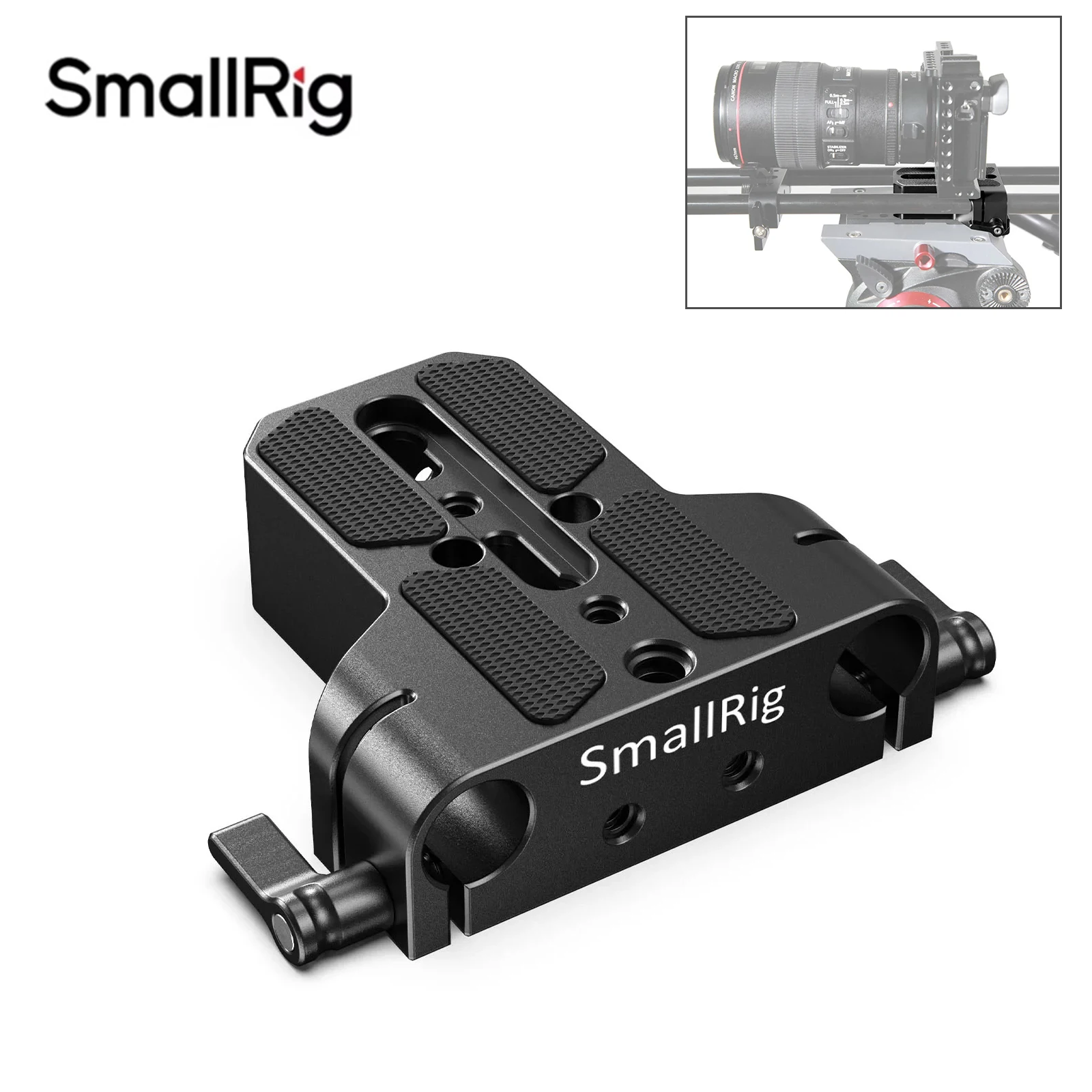 SmallRig 1674 Camera Base Plate With Dual 15mm Rod Rail Clamp for Sony FS7 A7 Series for for Panasonic GH5 Canon C100 C300 C500