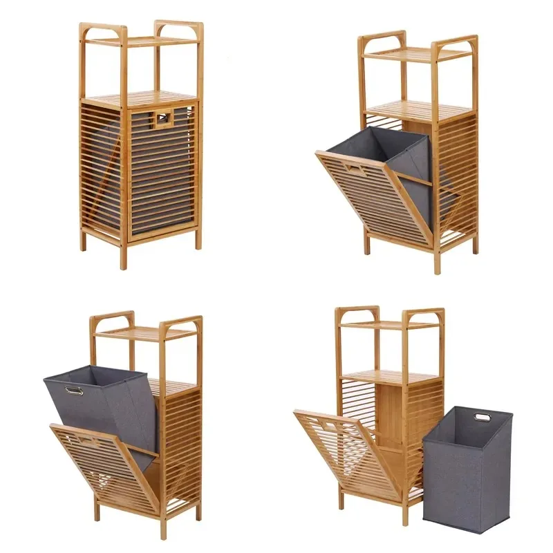 Foldable floor-to-ceiling bathroom, storage rack, cabinet, tiltable laundry basket, removable laundry basket, convenient
