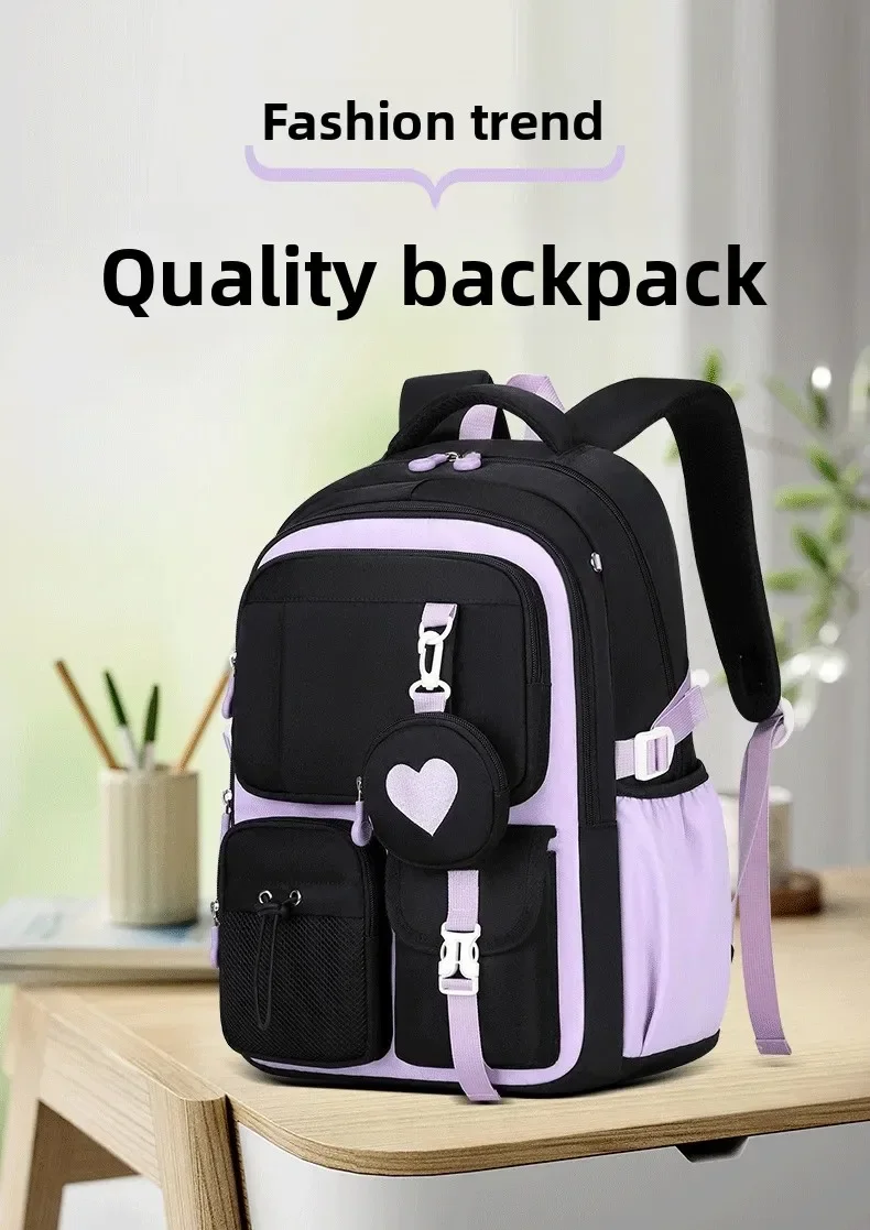 Love Pattern School Bag Backpack Pencil Case lunch bag Three Piece Set Nylon Fabric Waterproof Boy Girl Teenagers Trend Backpack