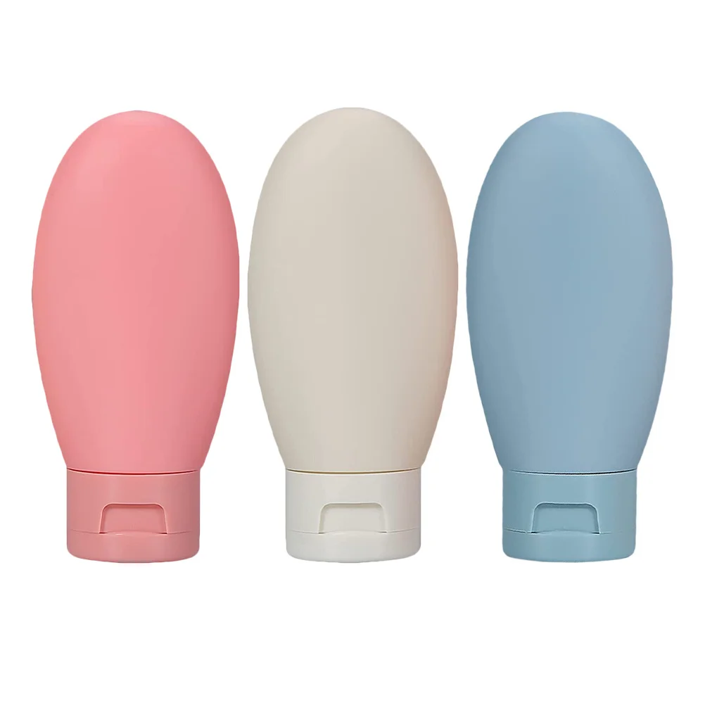Botellas de aseo portátiles de silicona, contenedores rellenables a prueba de fugas de 60Ml para cosméticos, champú, loción, esencial de viaje, 3 uds.