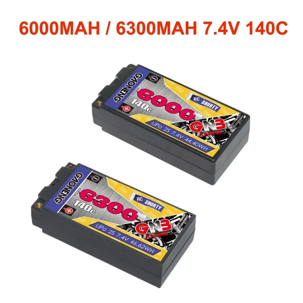 

GAONENG 6000mAh 6300mAh 2S 7.4V 140C Hardcase SHORTY GNB LiPo Battery With 5.0mm Bullet XT60 Plug For RC Car Race Boat Parts