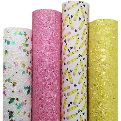 Rainbow Chunky Glitter Leather Pens Printed Synthetic Leather Pink Lemon Glitter Leather with Felt Backing For Bows 21x29CM Q843