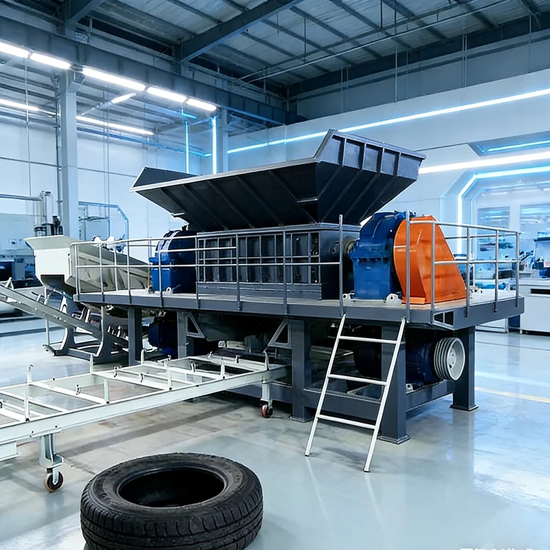 Customized Tire Shredder Machine, Heavy Duty Double Shaft Rubber Tyre Crusher, Suitable for Tire Rubber Plastic Shredding