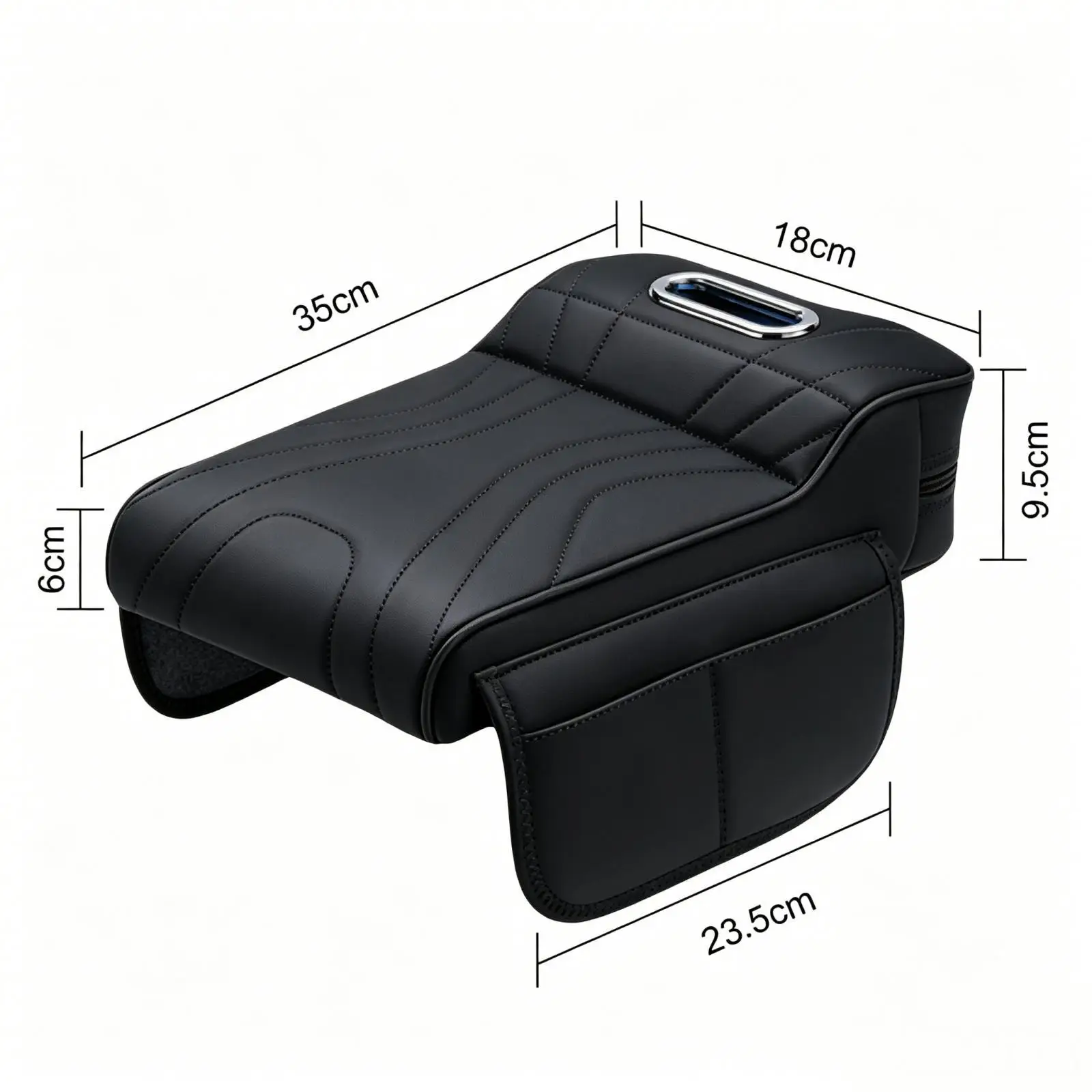 

Universal Auto Armrest Cover PU Leather Car Console Cushion Pad with Tissue Box and Storage Pockets for Car Rear Seat Protection