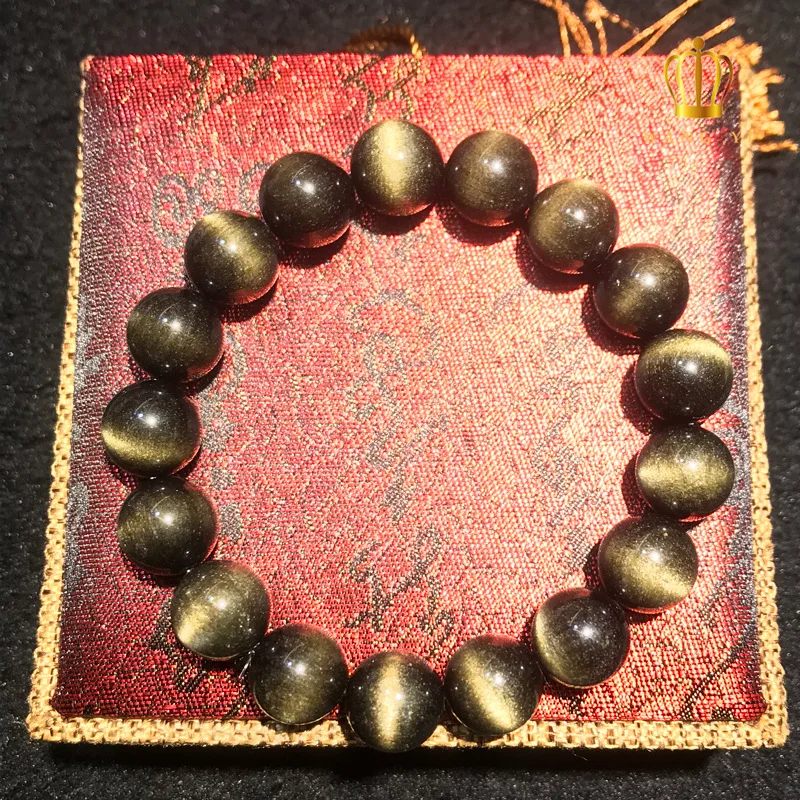 Natural Obsidian Bracelet 7A Collectible Cat Eye Effect