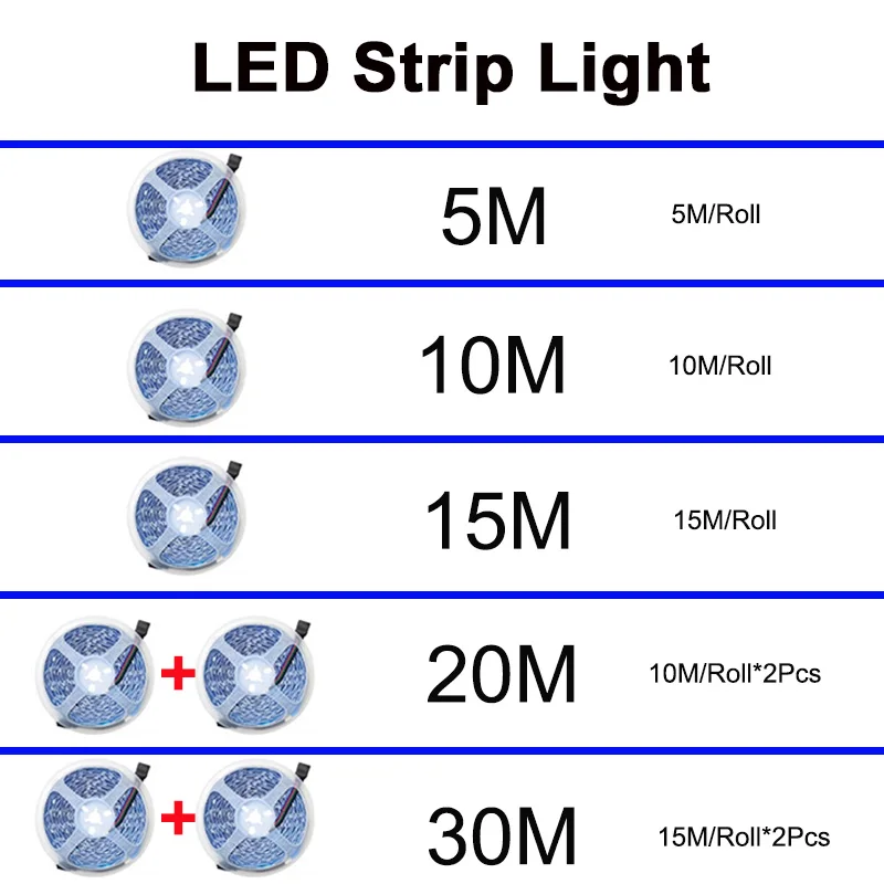 Fita LED Strip Light para Decoração de Quarto, Lâmpada para Presentes de Natal, 44Keys Control, 3535, 1m, 2m, 3m, 4m, 5m, 10m