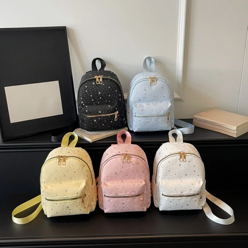 Fashion Star Sequin Women Small Backpack Casual Large Capacity Shoulder Bag Crossbody Bag Korean Style Mini Travel Backpack