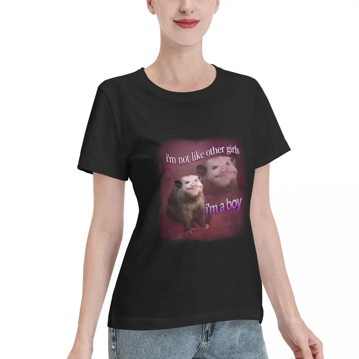 Skin Safe I M Not Like Other Girls I M A Boy Possum Word Art Women's T-shirt Urban Fashion Soft Skin Friendly Top