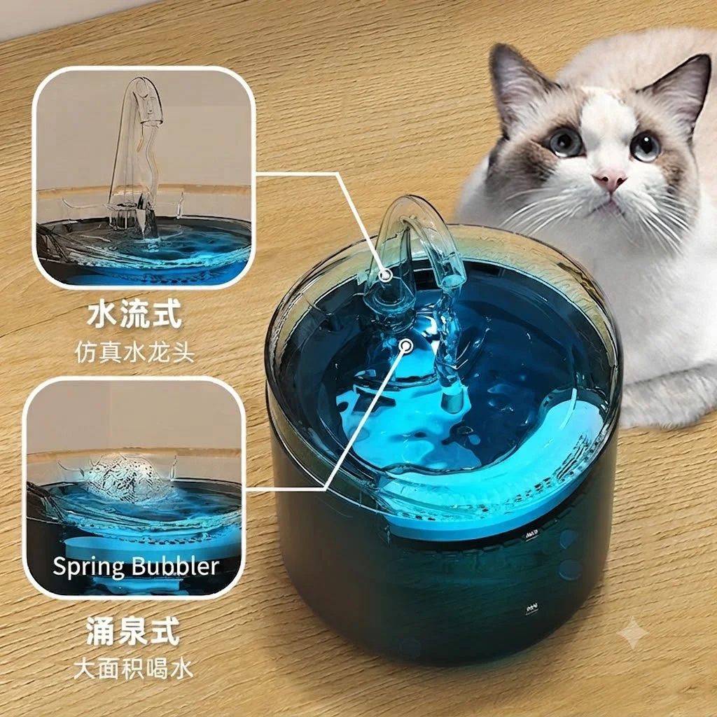 2.2L Automatic Pet Water Fountain Circulating Filtered Pet Water Dispenser with Plug-in Version for Cats Dogs to Drinking Water