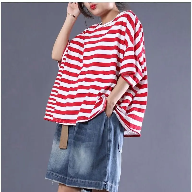 Oversized T Shirts Women Fashion Stripe Yellow T-shirt Casual Loose Short Sleeve Tops 2024 Summer Trend Oversized Tshirt Y2k Top