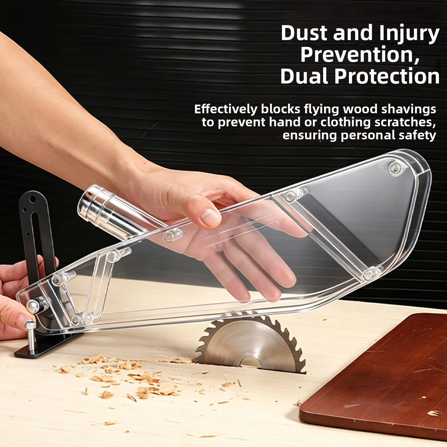 1pc ABS Table Saw Guard Cover For 4-12 Inch Cutting Tools With Dust Extraction Port For Workshop Use