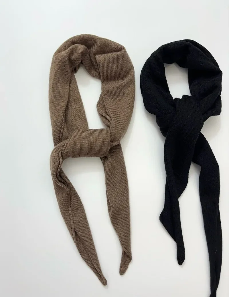 Winter Wool Curled Triangle Scarf for Women