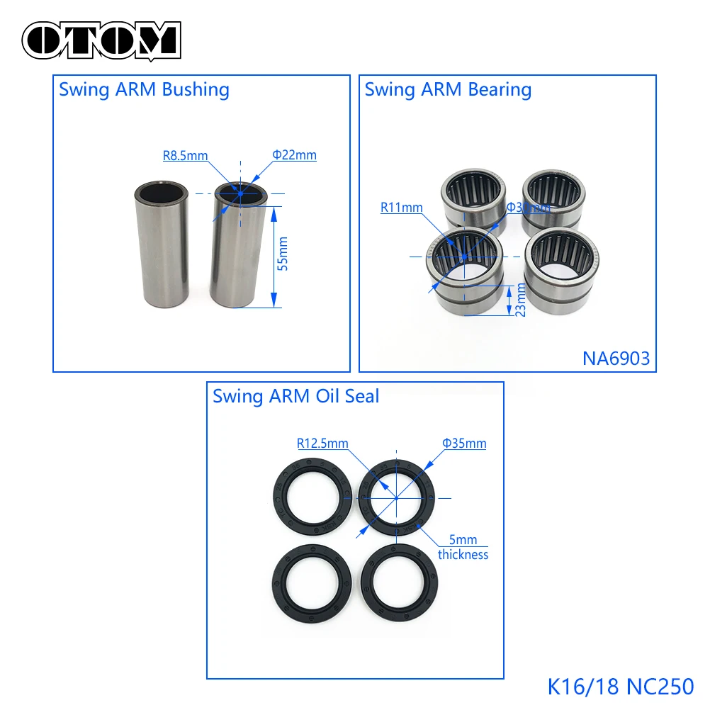 OTOM NC250 NC450 Motorcycle Swing ARM Triangle Lever Linkage ARM Needle Bearing Oil Seal Bushing For KEWS K16 K18 Pit Dirt Bike