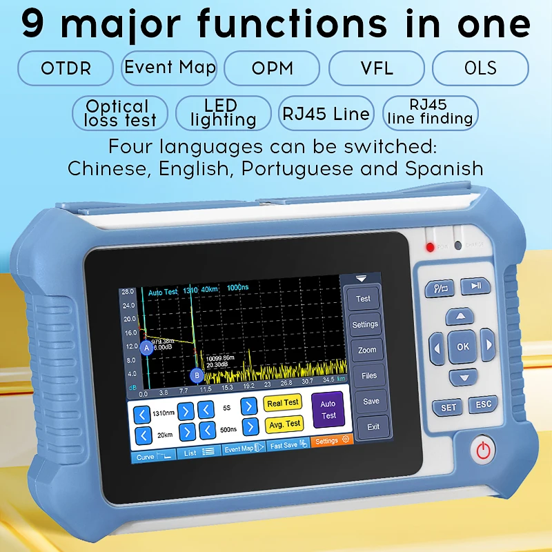 AUA 513/501/516/562/565U/A Active Fiber Testing OTDR Multifunctional Optical Time Domain Reflectometer(Built-in VFL OPM OLS LED)