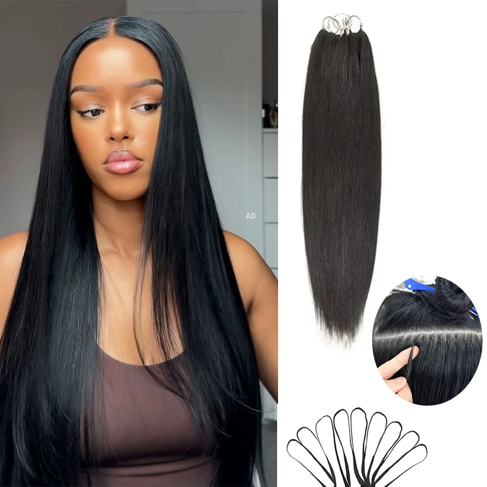 Feather Crochet Human Hair Extensions 10-24Inch Burmese Straight Hair Pre-Looped Invisible Pre-Separated Crochet Bulk Human Hair