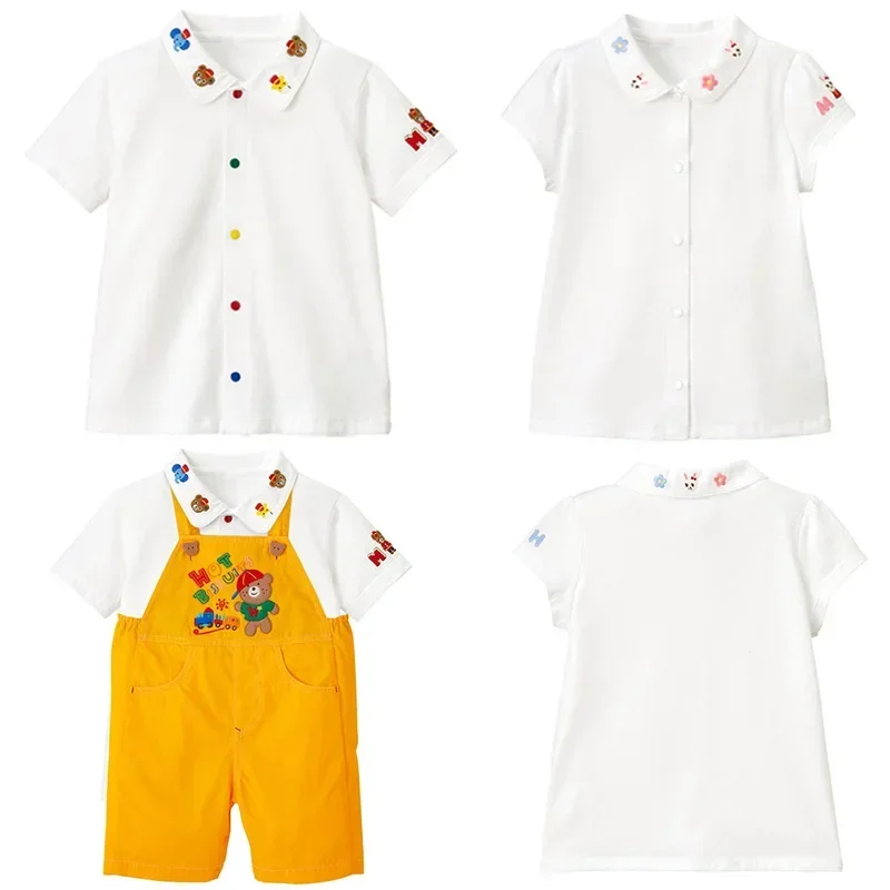 

Miki kids T-Shirt Girl Summer New Boy Cartoon Good Friend Embroidered Short Sleeve Shirt Undershirt Top