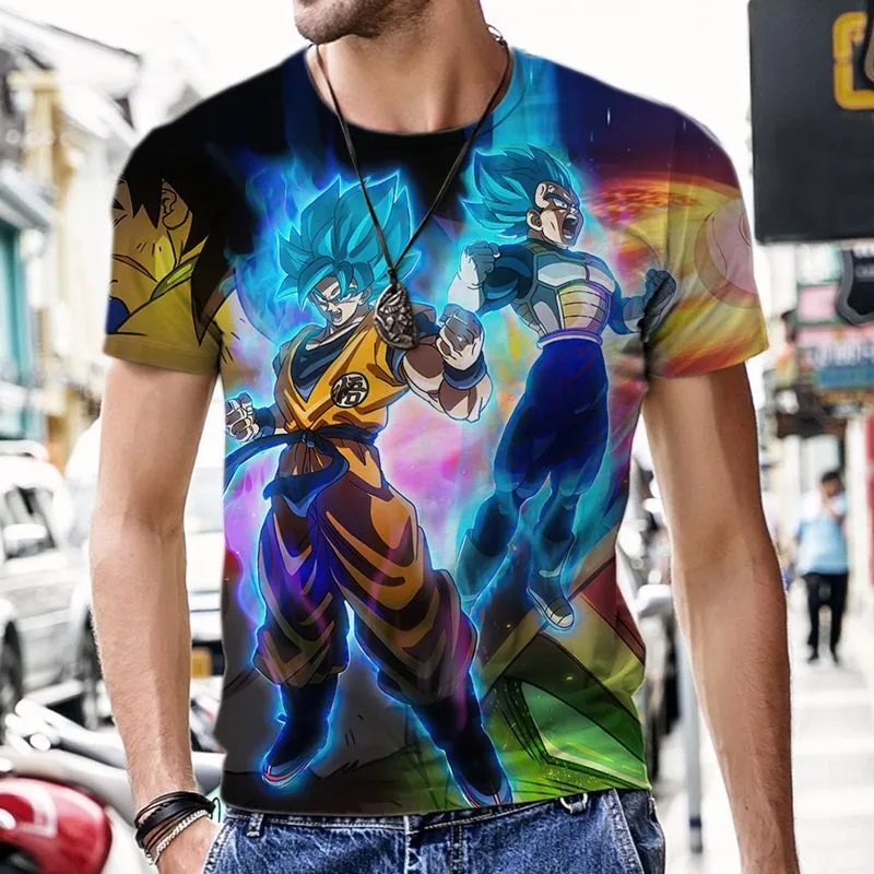 

Летняя футболка 2026 Dragon Ball в стиле ретро, мужская оверсайз футболка с 3D-принтом, с коротким рукавом, семейная унисекс спортивная футболка для детей