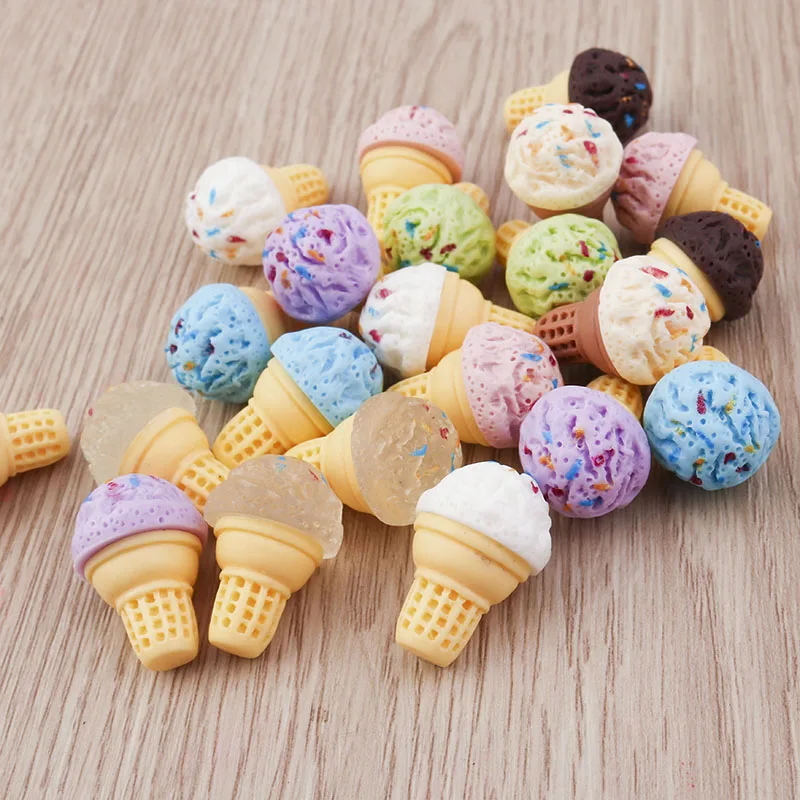 

Tusember 10pcs/lot Cute Kawaii Food Charms Simulation Resin Ice Cream for Jewelry Making Earrings Necklace Accessories Kids Toys