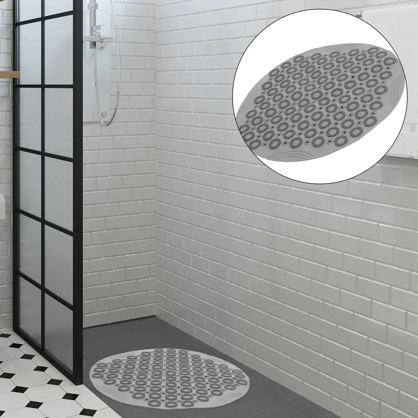 

Hollow Design Tpe Bathroom Floor Mat Non-Slip Shower Mat for Tub and Shower Drainage Foot Pad with Textured Surface Comfortable