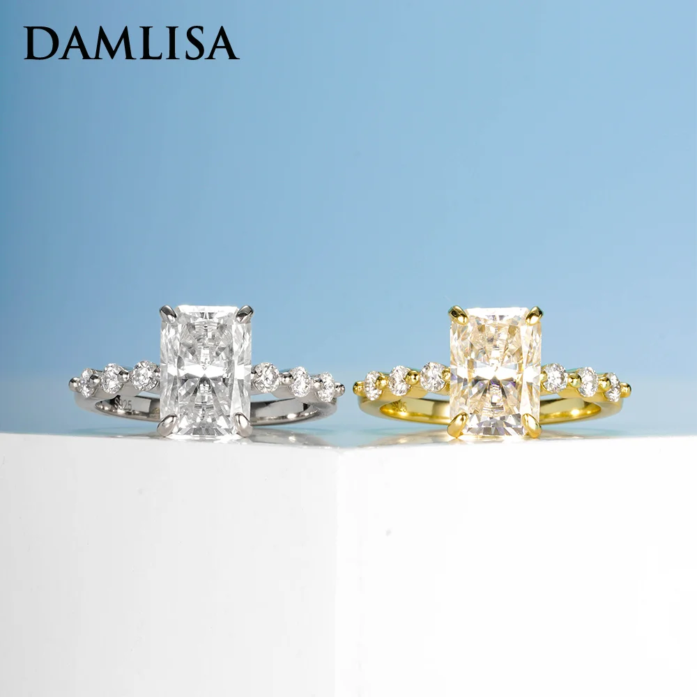 

DAMLISA 3ct D Color Radiant Cut Moissanite Engagement Gold Plated 925 Sterling Silver Rings For Woman Custom Jewelry Wholesale