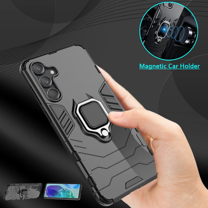 For Samsung Galaxy M55 5G Case Armor Shockproof Phone Cases for Samsung M55 M 55 M556B Car Magnetic Ring Holder Stand Back Cover