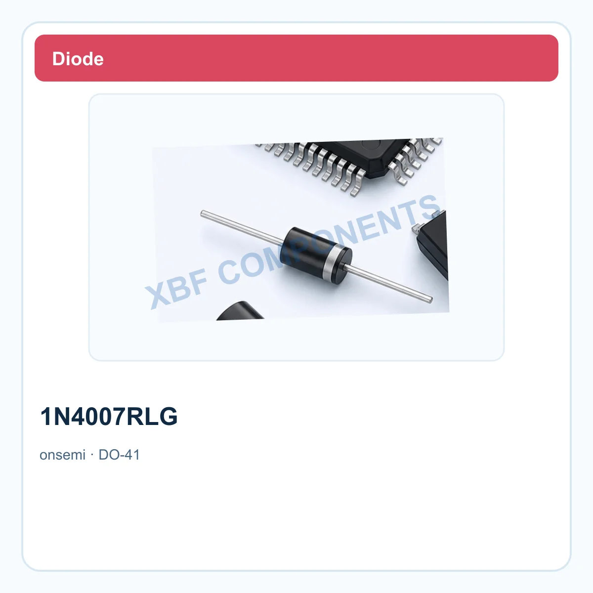 onsemi 1N4007RLG Discrete Semiconductor Standard rectifier diode, 1000 V, 1 A DO-41