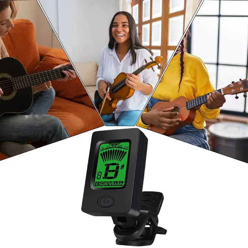 Clip On Guitar Tuner LCD Display Musical Instrument Tuner String Instrument Tuner Fast Accurate Tuning For Guitar Bass Ukulele