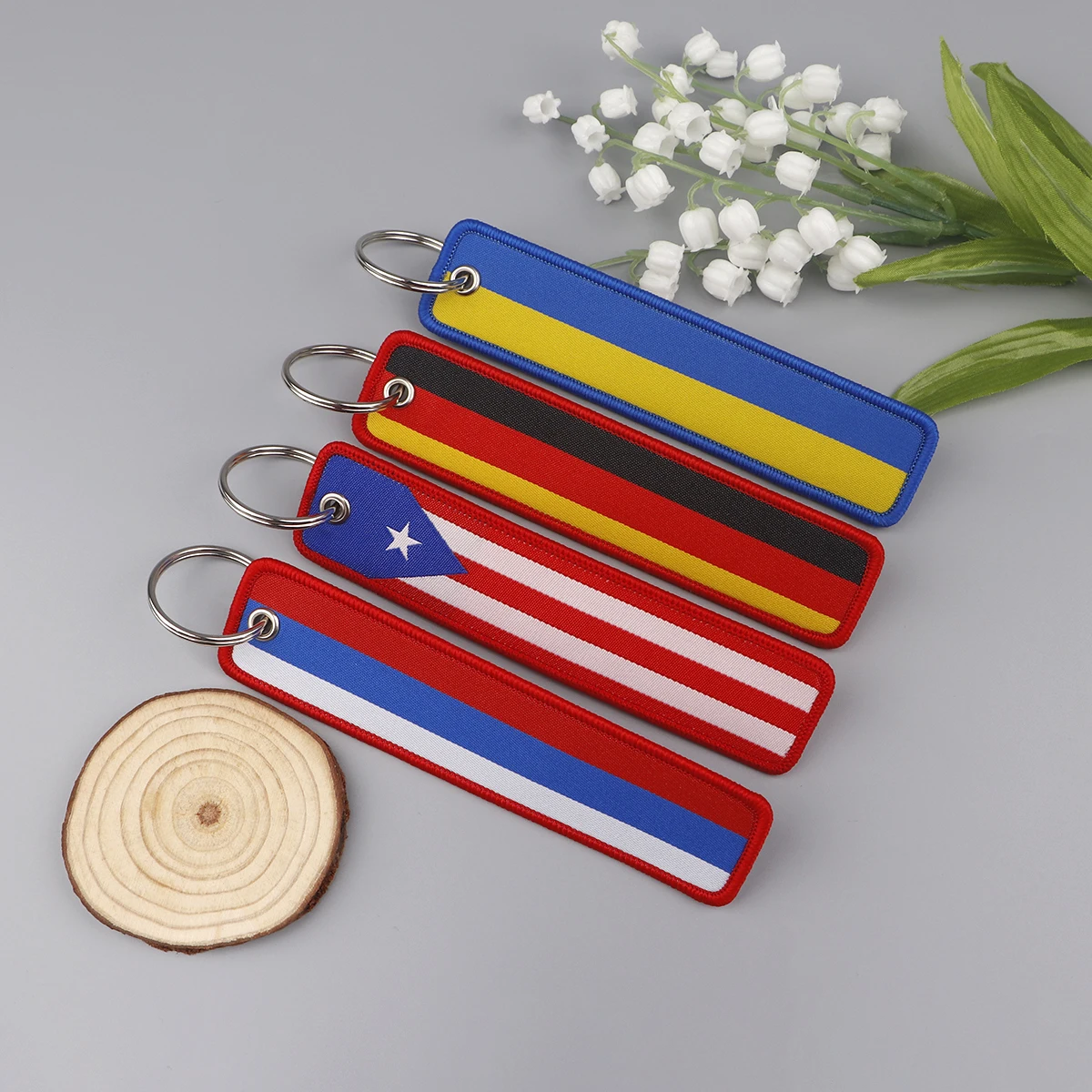 National Flags Embroidered Keys Cool Man Key Tags Keychain for Car Motorcycles Keyring Holder Accessories Gifts for Friends