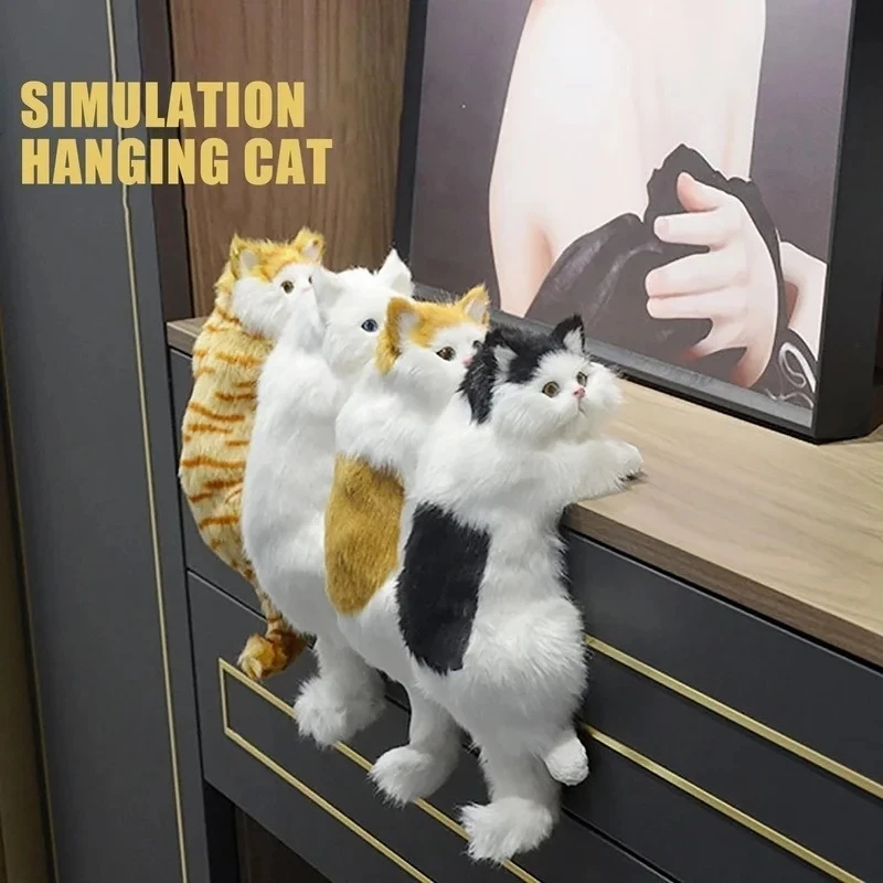 

1Pcs Creative Fun Cute Simulation Cat Plush Dolls Ornaments Home Desk Tv Hanging Toy Decor Lovely Animals Desktop Decoration