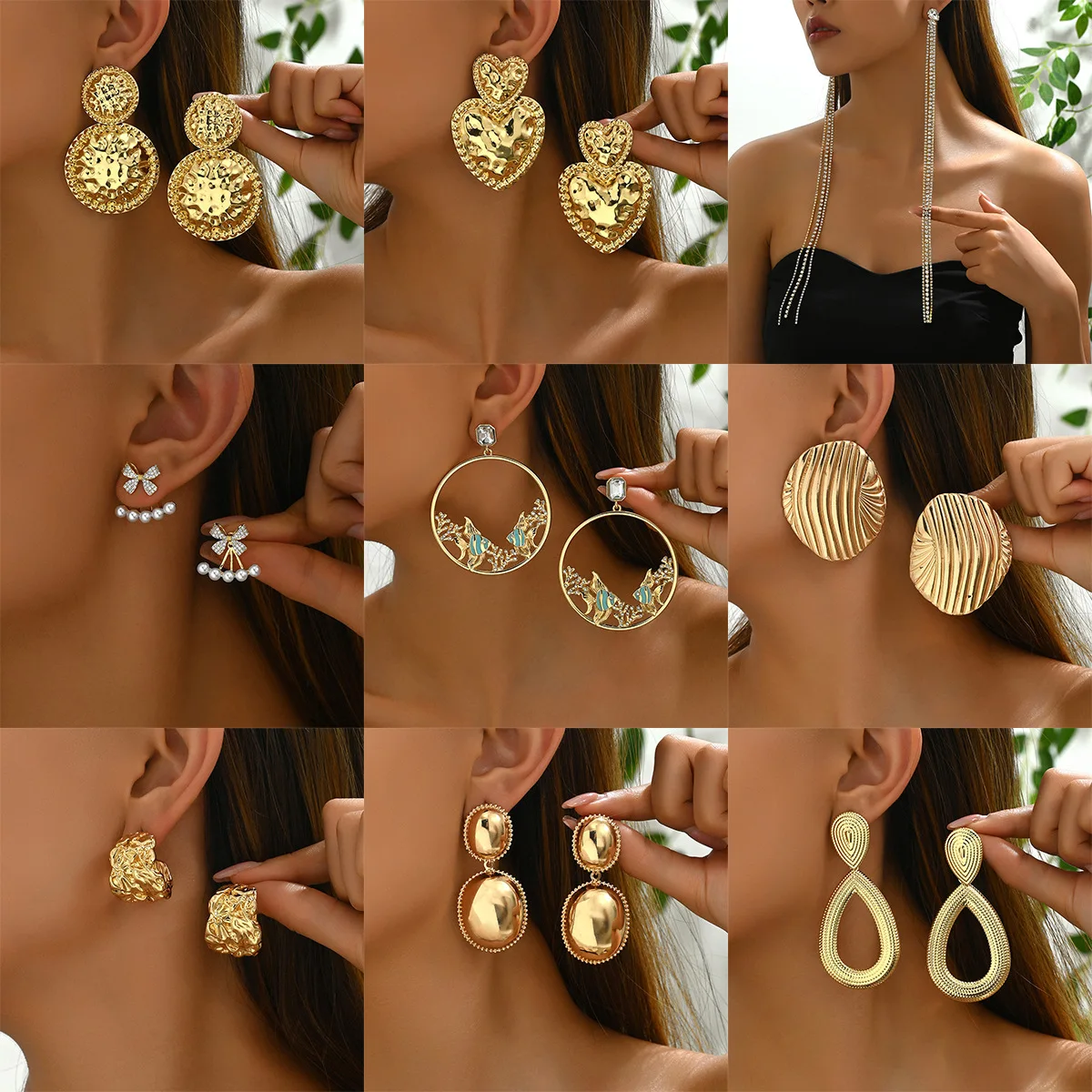 Simple Bow Design Earrings Personalized Inlaid Heart Shaped Tassel Earrings Long Section Earrings Match Wholesale