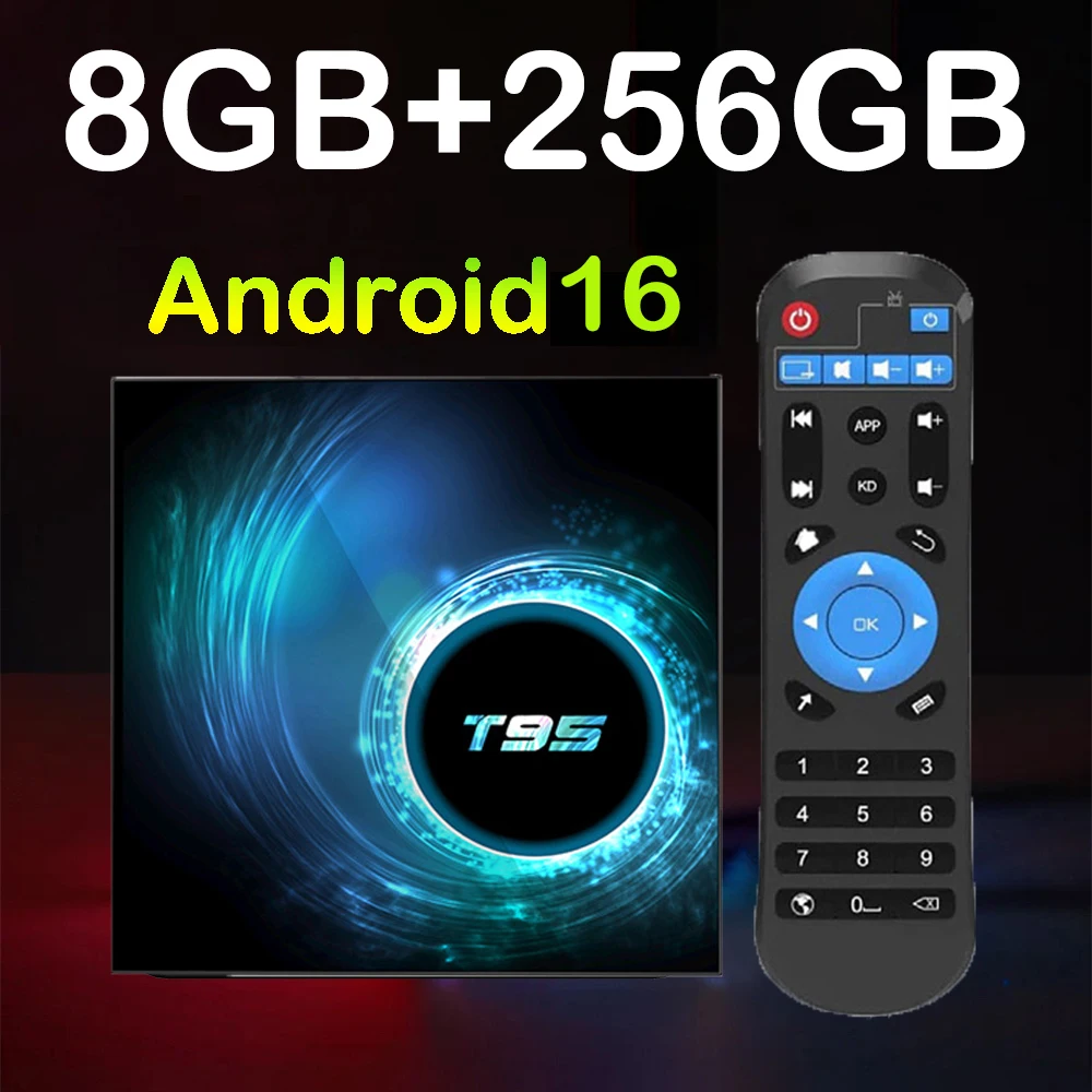 Android Smart TV Box T95 Android 16 8K Allwinner H616 RAM 4GB 8GB ROM 128GB 256GB Bluetooth 6.0 Wifi 5G Wifi Netflix Set Top Box