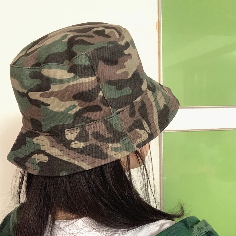 Outdoor Unisex Reversible Camo Digital Style Cotton Bucket Hats for Men Women Shade Soft Hip Hop Panama Fisherman Caps F205