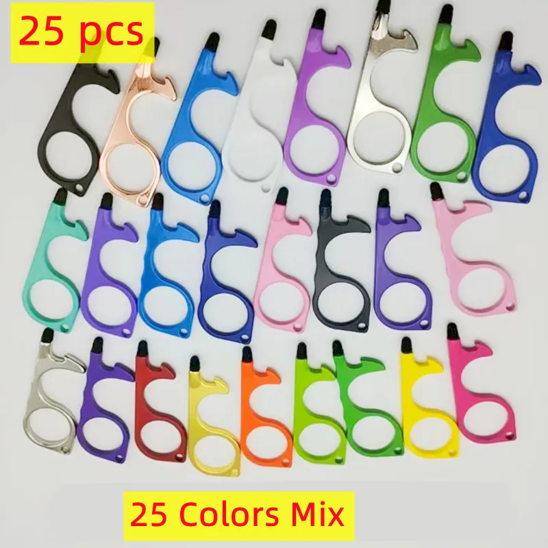 25colors Multifunctional Hand Tool Edc metal Keychain Door Opener No Touch  Antimicrobial Keychain