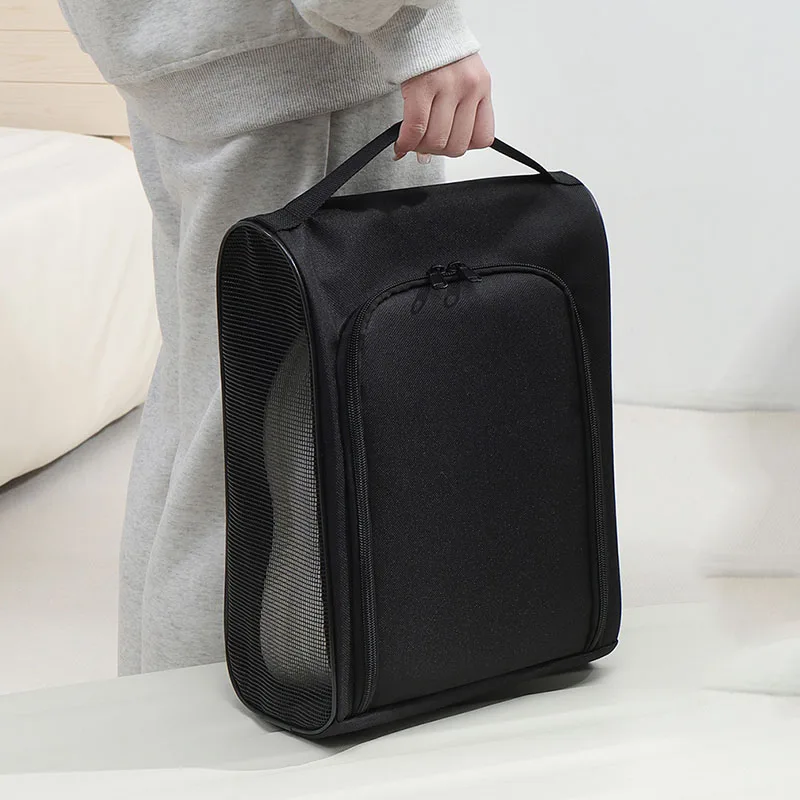 1PC Black Oxford Cloth Travel Shoe Storage Bag, Basketball And Football Shoe Bag, Portable Business Travel Slipper Bag