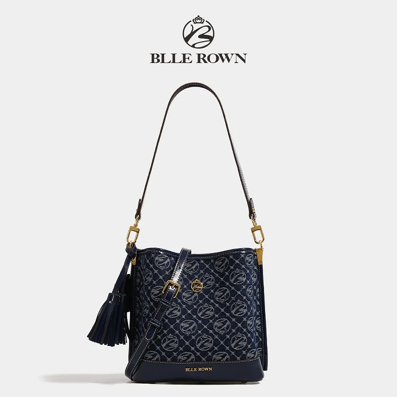 Klein Blue New Women Shoulder Bag Lady Leather Large Capacity Bucket Bag Female Luxury Crossbody Underarm Bag