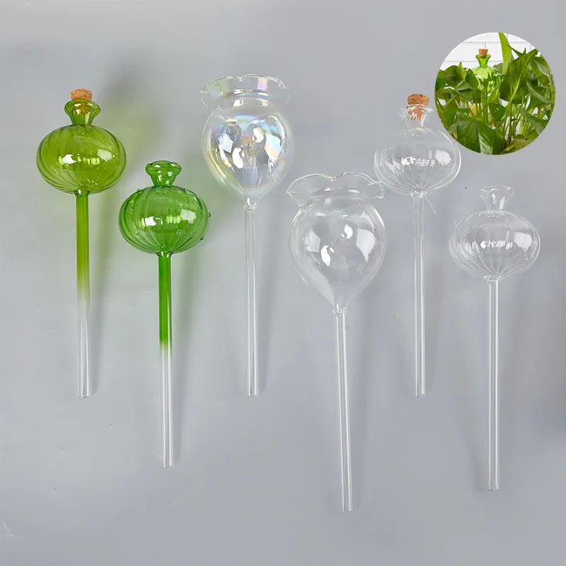 1PC High Borosilicate Glass Crafts Glass Flower Watering Device Cactus-shaped Plant Water Seeper Self Watering Garden Supplies