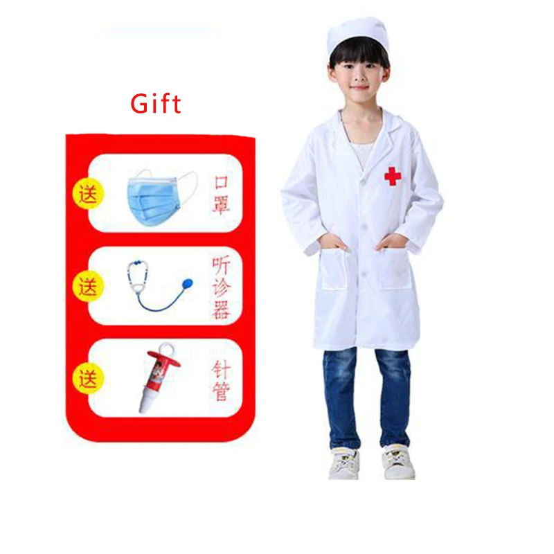 Uniformes de médico e enfermeira para crianças, Roupas Cosplay para meninos e meninas, Halloween Party Wear, Vestido extravagante para dramatização