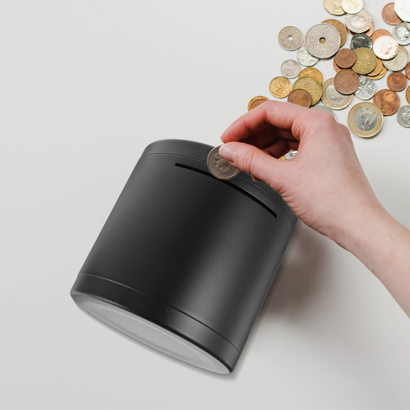 Stainless Steel Saving Metal Piggy Bank For Adults Coin Storage Container Money Box Portable Compact Unbreakable Desktop