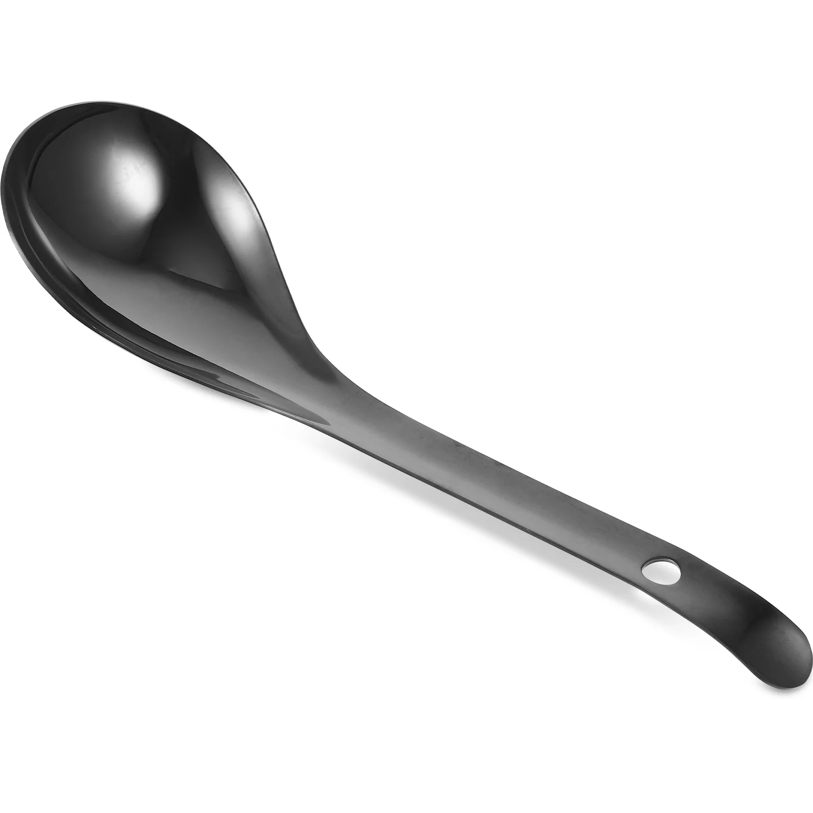 Chinese Soup Spoon Stainless Steel Rice Spoons Multi-use Thicken Multi-function Black