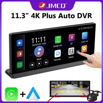 JMCQ 차량용 대시캠, 4K DVR, 무선 카플레이, 안드로이드 자동 GPS 내비게이션, 듀얼 채널 비디오 녹음기, 24H 파크 AUX FM BT, 11.3 인치  Best5