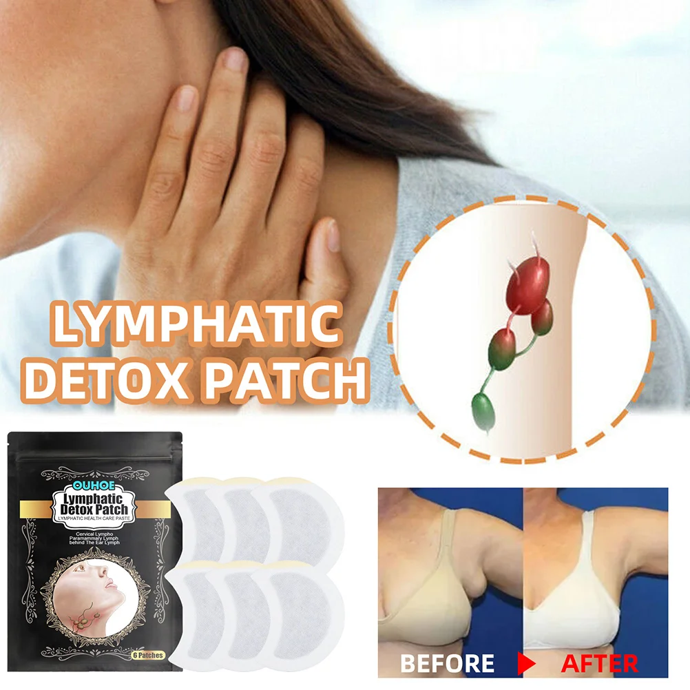 6 Pcs Underarm Stickers Ear Node Patch Neck Anti-Swelling Lymph Care Lymphatic Detox