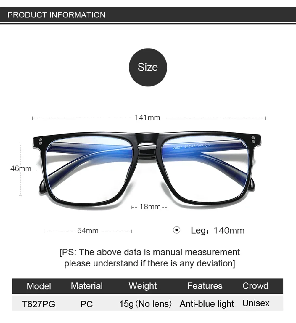 ROLIPOP Anti Blue Light Glasses Blocking Filter Reduces Eyewear Strain Clear Gaming Computer Glasses Men Improve Comfort