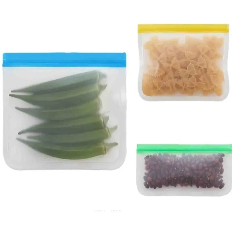 ABLJ Reusable Plastic Food Storage Bags 10-Pack PEVA Freezer Bags Dishwasher Safe Leak-Proof