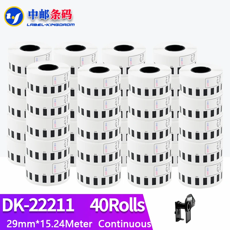 

40Rolls Generic DK-22211 Label 29mm*15.24M Continuous Compatible for Brother QL-570/700/800/1060/1100 Label Printer DK-2211