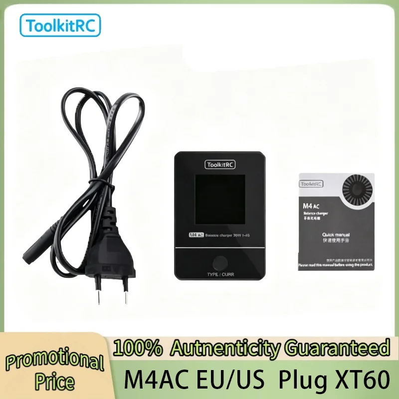 ToolkitRC M4AC 30W LCD Screen Balance Charger 2S 3S 4S Lipo AC100-240v XT60 Interfaces 100-240V for RC Racing Drone Battery