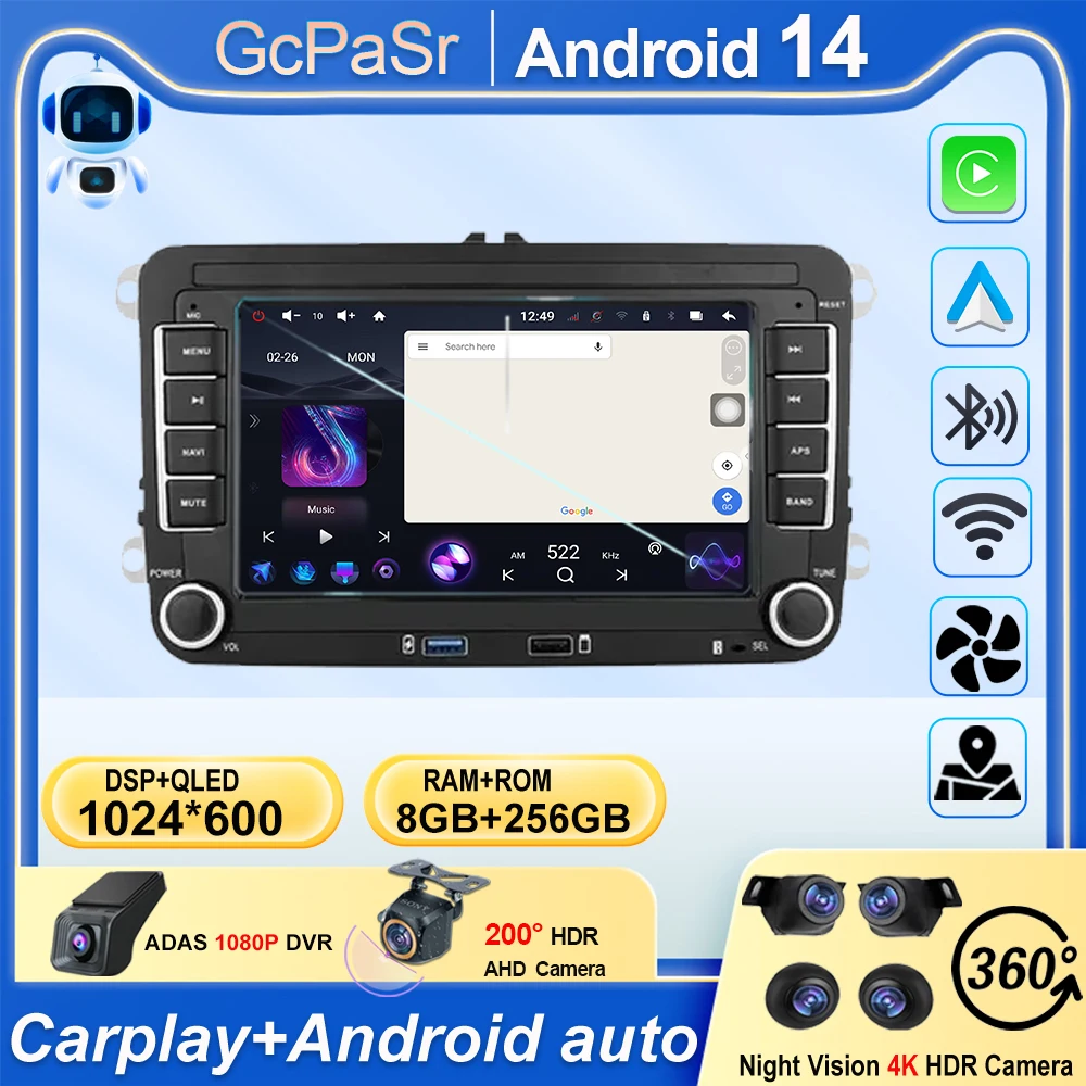 

Car Radio For VW Volkswagen Passat Golf Touran Polo Tiguan Jetta/Seat/Skoda Android Wireless Carplay GPS Wifi Multimedia Player