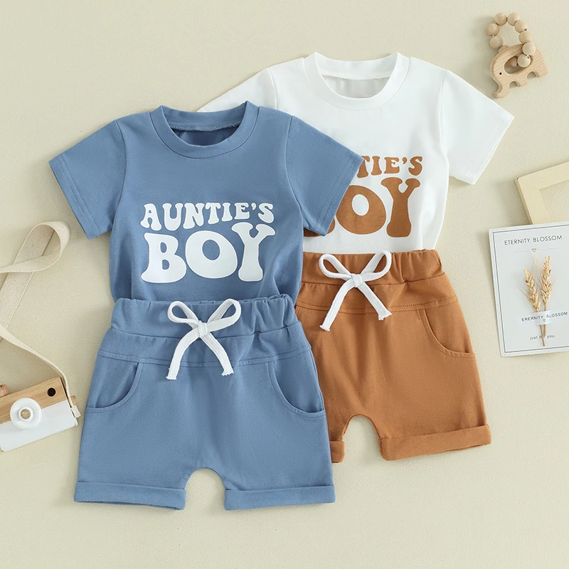 0-3Y Baby Kids Clothes Short Sets Summer Toddler Boy Short Sleeve Letters T-shirt+Shorts Toddler Clothing Outfits Suits