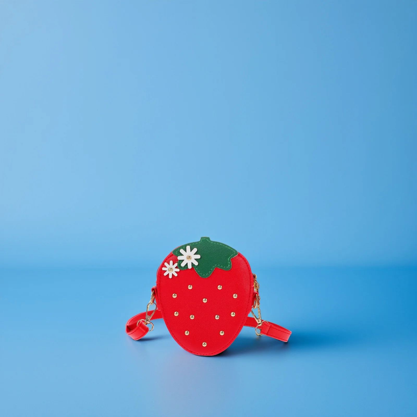 

Strawberry Shaped Bag Bright Color PU Metal Adjustable Strap Crossbody Shoulder Handbag Coin Purse Wallet Gift Travel Shopping
