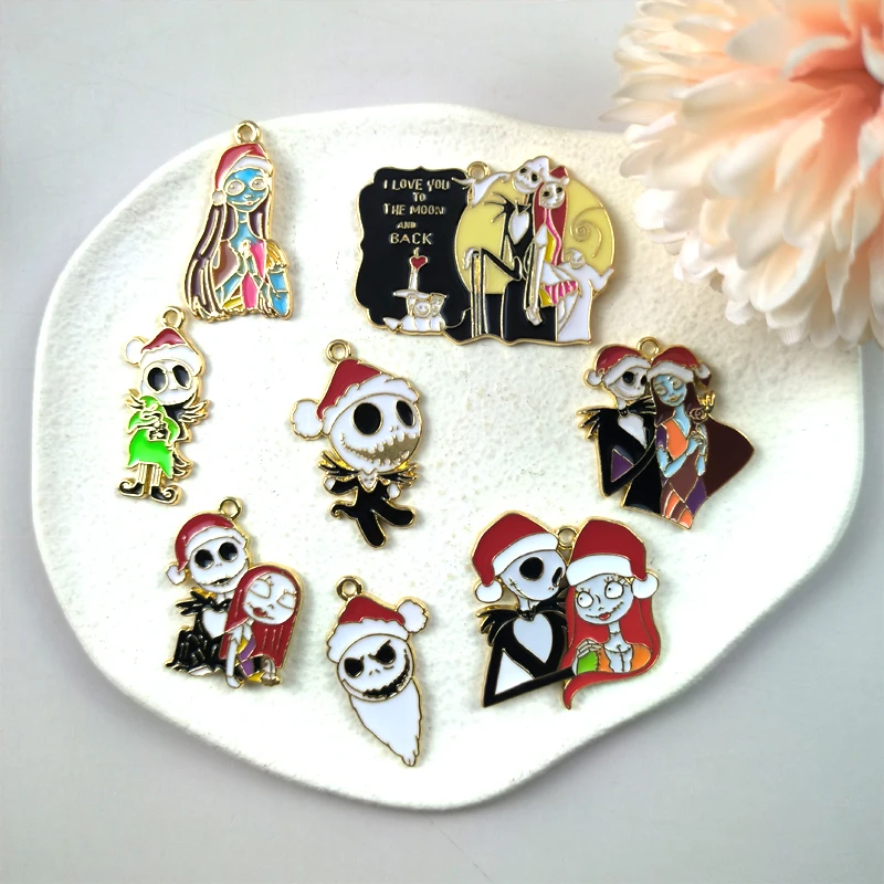 

ApeUr 10 шт. в шапке Санта, скелет, Джек и кукла, мисс Салли, ручная работа, аксессуары из сплава для самостоятельного изготовления